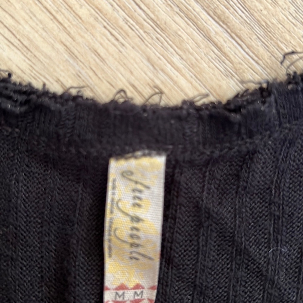 Womens black free people waffle thermal. Size Med. in Great shape - Picture 3 of 3